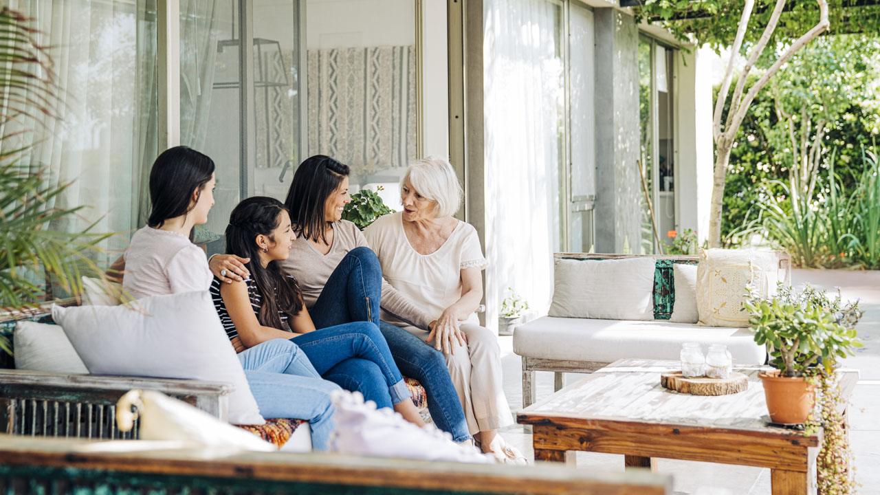 Four women sitting on the couch